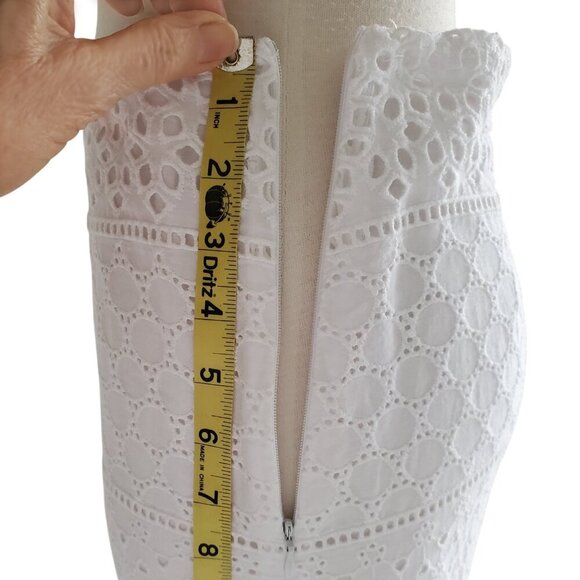 Gianni Bini White 100% Cotton Feminine Fishtail Eyelet Ruffle Hem Skirt M - Picture 11 of 13